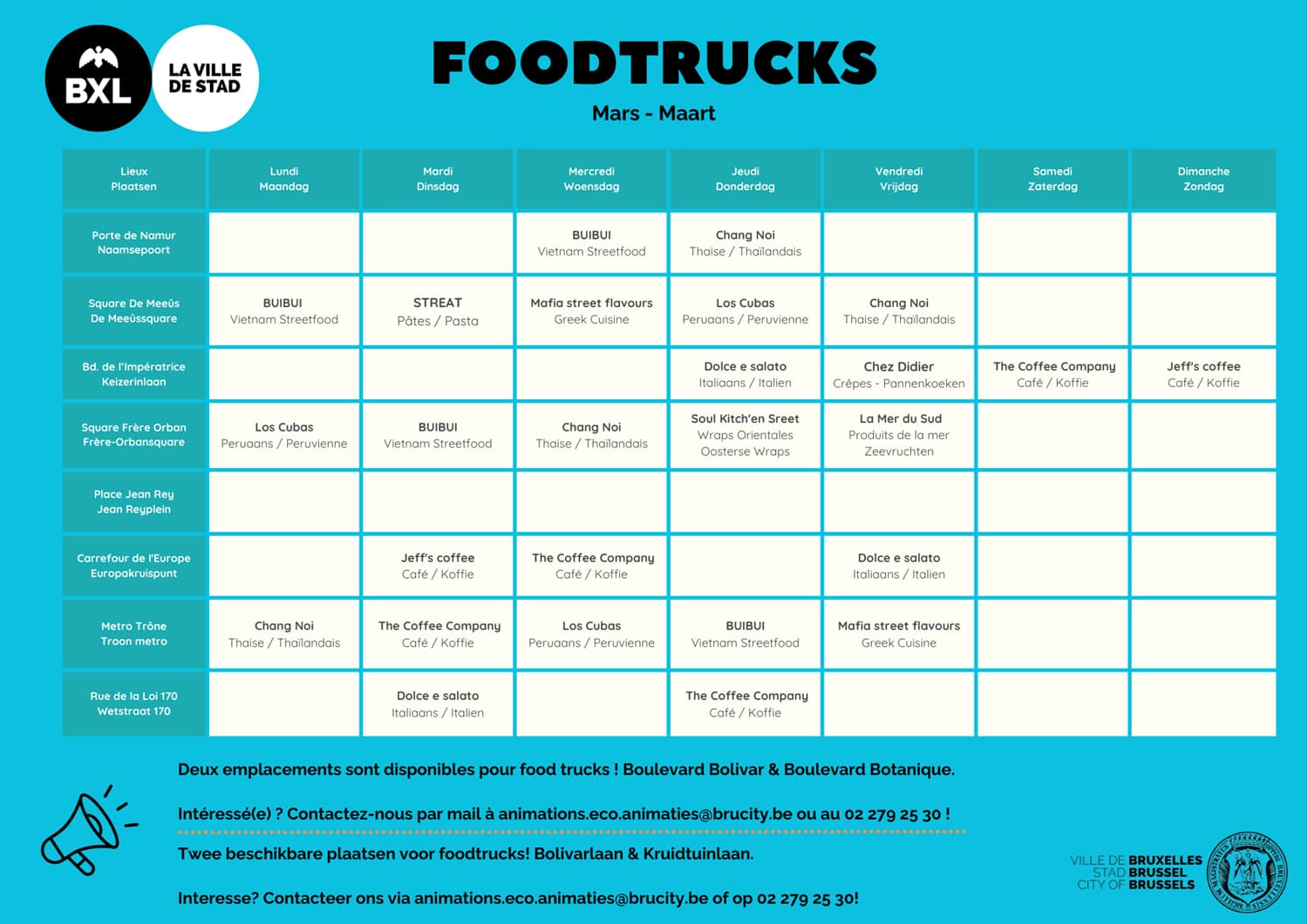 Planning foodtrucks mars 2026