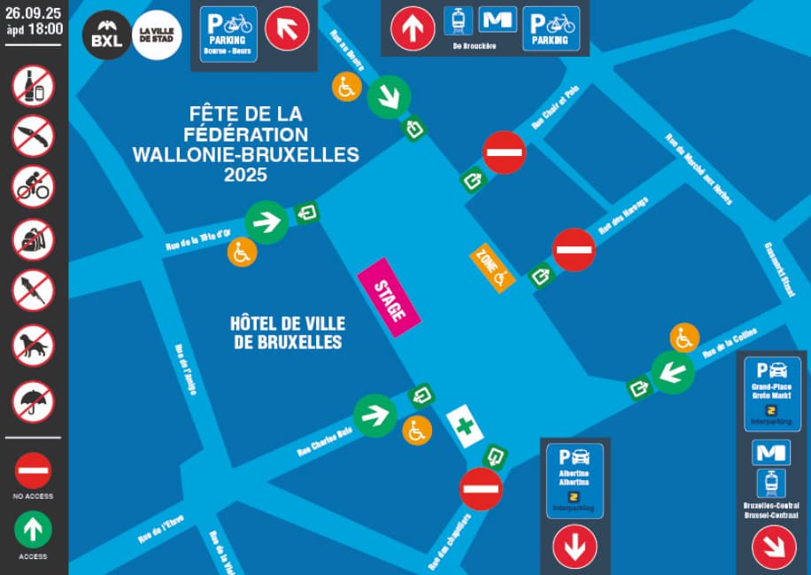 Accès à la Grand-Place - carte