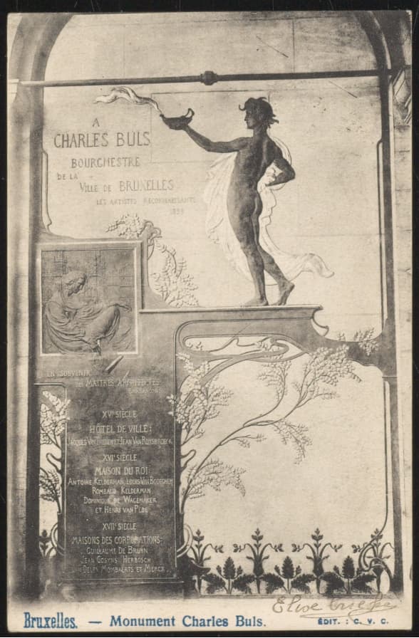 Carte postale ancienne du Monument à Charles Buls