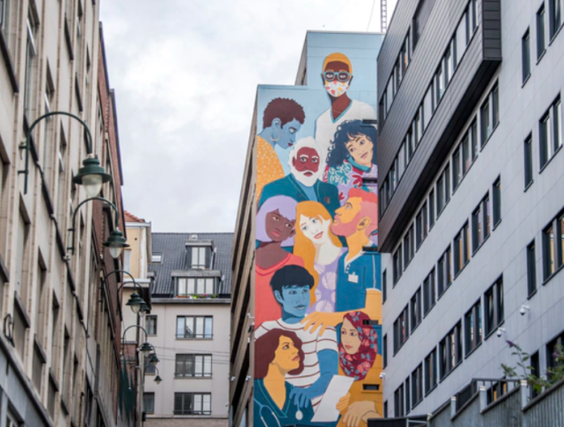Une fresque en hommage au personnel soignant